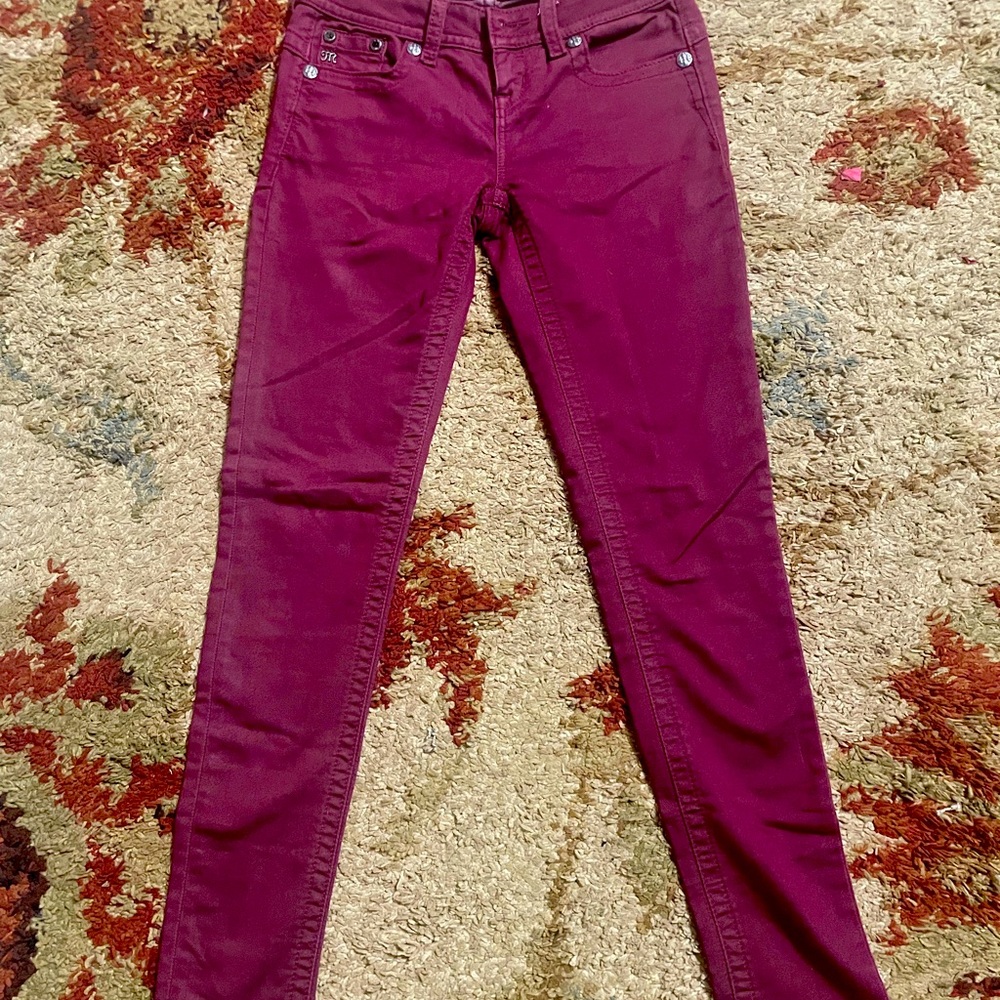 Miss Me extra low rise jeans burgundy